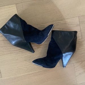IRO navy suede and leather heel boots